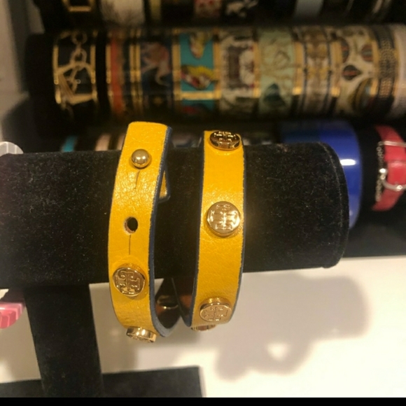 Tory Burch Yellow Leather Wrap Bracelet - Picture 3 of 7